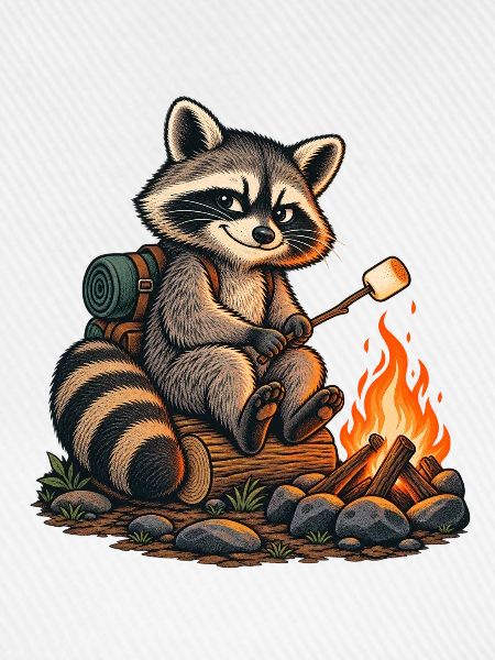 Waschbär am Lagerfeuer