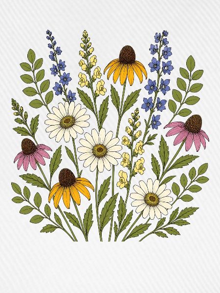 Gänseblümchen, Sonnenhut und Wildblumen