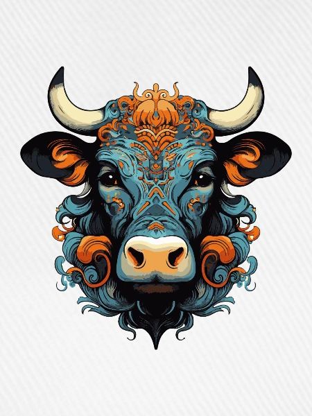 Stier Kopf Ornamente Bunt