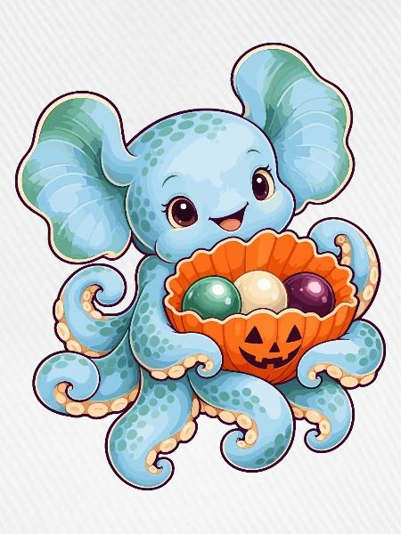 Dumbo-Oktopus mit Kürbismuschel