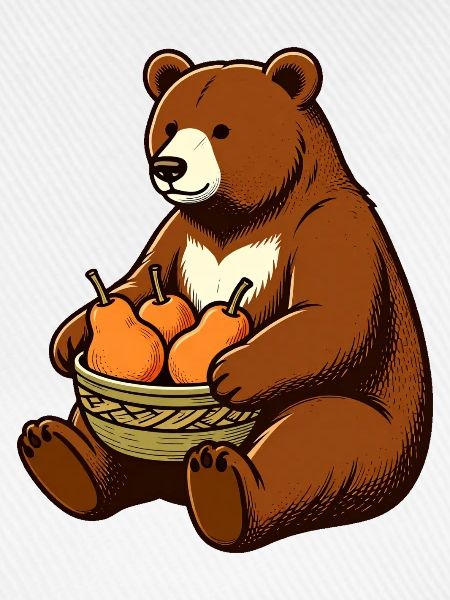 Bär mit Birnenkorb