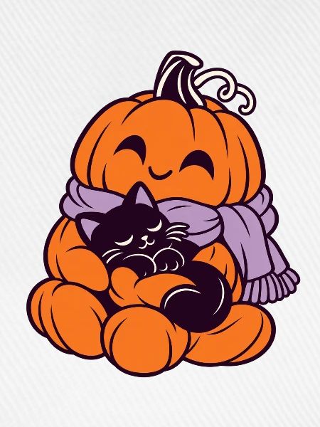 Kuschelpumpkin Katze im Herbst
