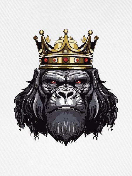 Gorilla Kopf mit Krone