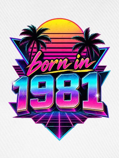 Geboren 1981 Neon Retro Optik