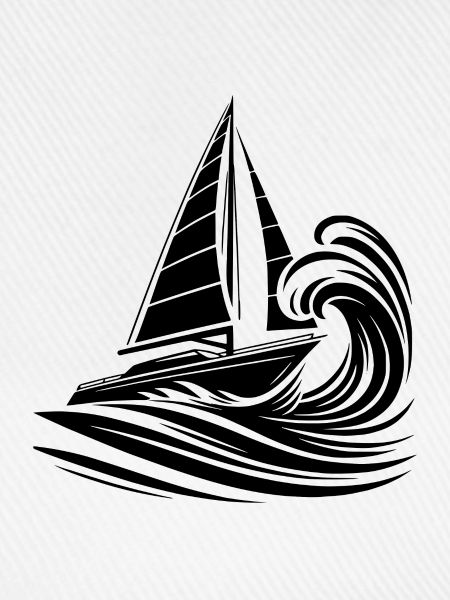 Schnelles Segelboot bei Wellengang