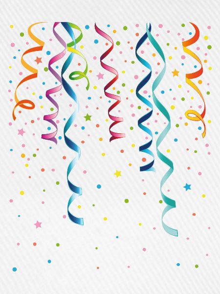 Silvester. Bunte Luftschlangen mit Konfetti.