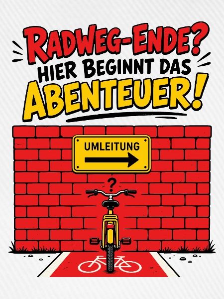 Radweg Ende Hier. Abenteuer Beginnt .