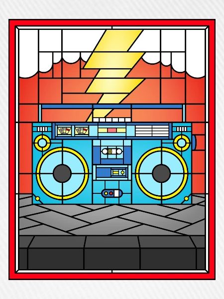 Buntglas-Boombox-Illustration