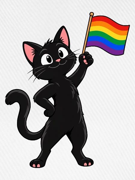 Pride-Katze mit Regenbogenflagge – Vielfalt