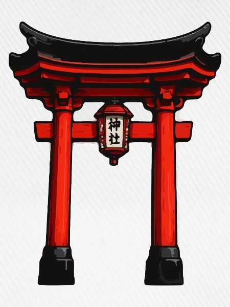 Roter Torii mit Laterne