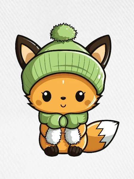 Fuchs Niedlich Winter Comic Mütze