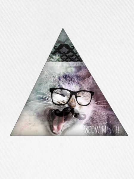 Triangle Monster Moustache Cat