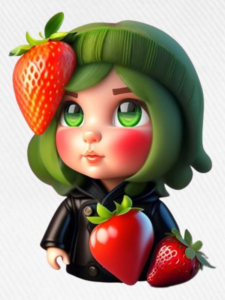 Puppe mit Erdbeeren