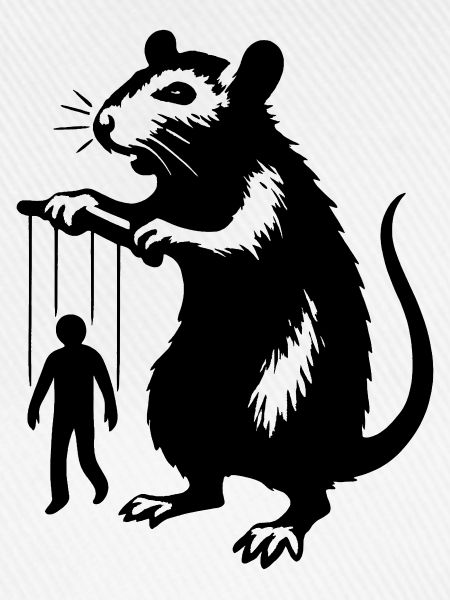 Ratte mit Mensch als Marionette 