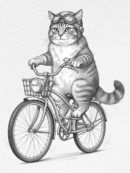 Katzenradfahrer mit Schutzbrille