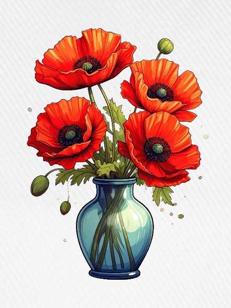 Vase mit Mohnblumen