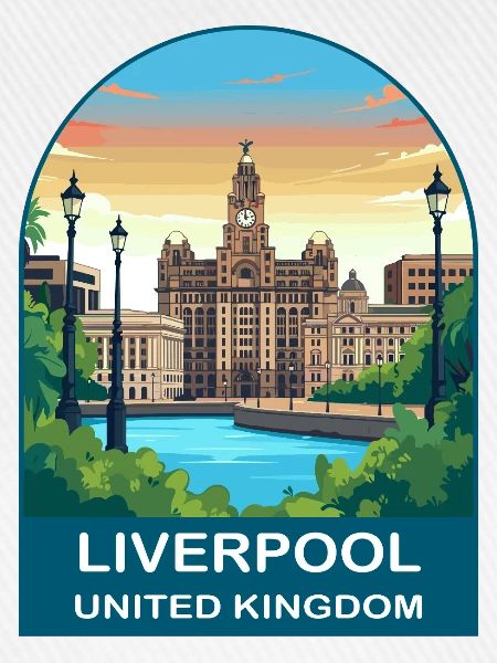 Liverpool Skyline UK Uferillustration