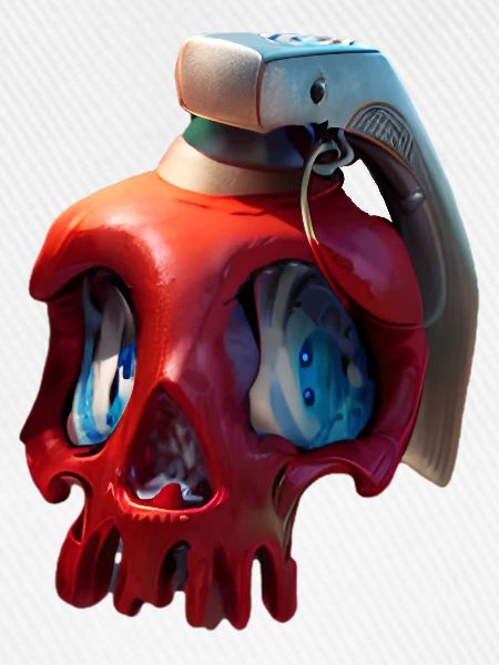 Roter Schädel mit VR-Headset