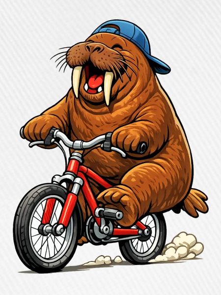 Walroß auf dem Fahrrad