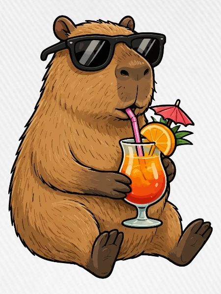 Capybara mit Sonnen-Cocktail-Style