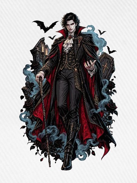 Adliger Vampir im Barockcape