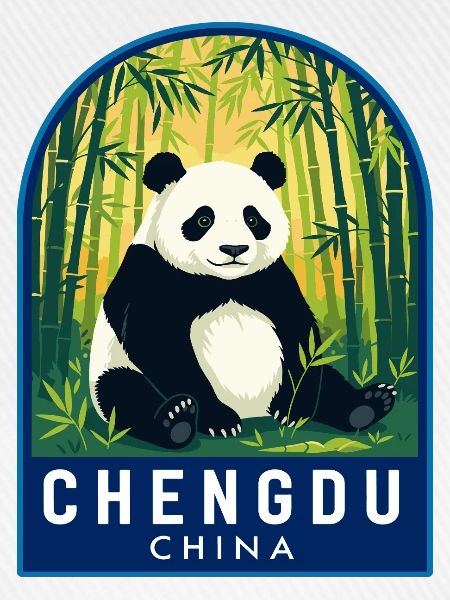 Chengdu China-Riesenpanda-Bambuswaldabzeichen