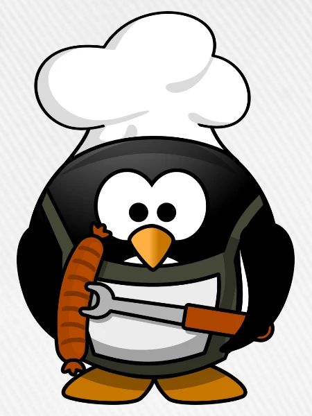 Kochpinguin mit Grillwurst