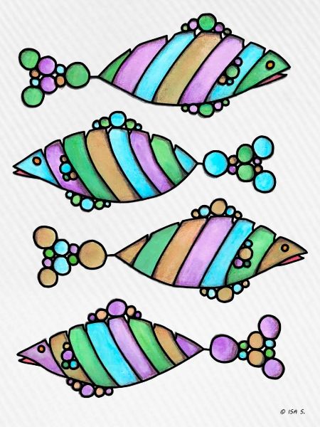 Fische abstrakt buntes Quartett, Hingucker