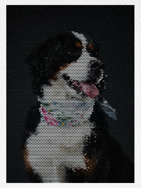 Mosaik Hund mit bunter Halskette