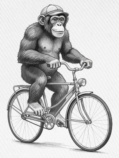 Monochromer Affen-Radfahrer