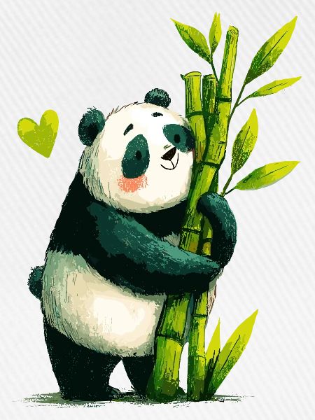 Panda Kuschel mit Bambus