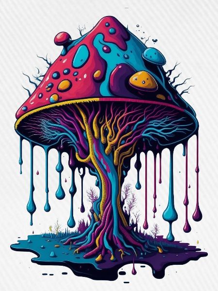 Psychedelischer Leuchtpilz Wald