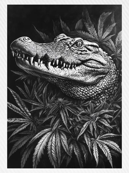 Krokodil im Hanfblattwald