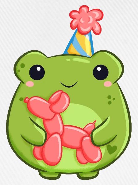 Kleiner Partyfrosch mit Ballonhund