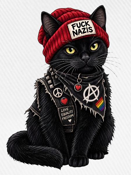 Fuck Nazis Schwarze Katze