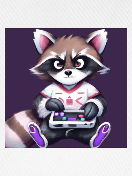 kaweii racoon playing computer games