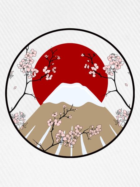 Mount Fuji mit Kirschblütenzweigen