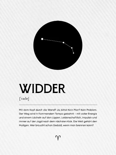Sternzeichen WIDDER Poster Zodiac