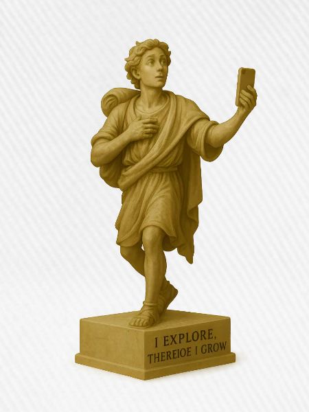 Moderne Skulptur mit Smartphone-Motiv