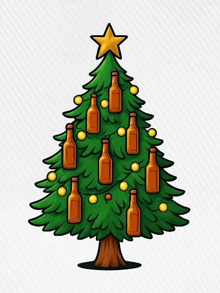 Festliche Bierflaschen Weihnachtsbaum