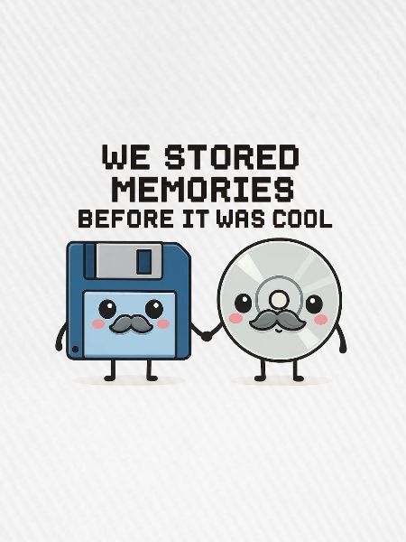Kawaii Oldschool Tech – Diskette & CD Cartoon