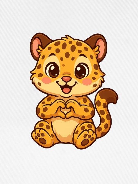 Süßer Leopard mit Herzhänden