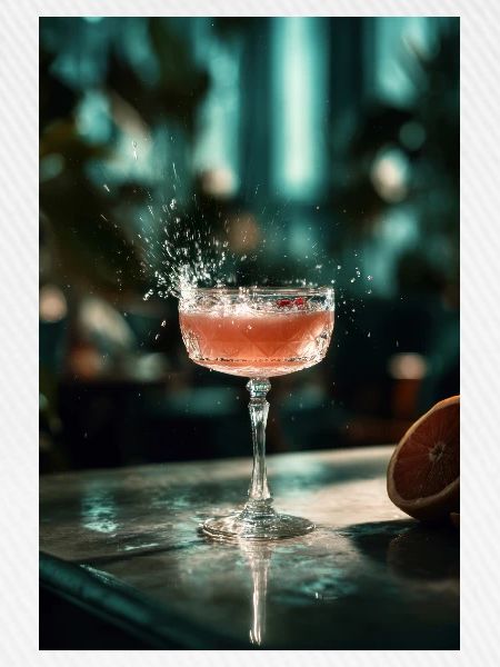 Rosa Cocktail Splash im Coupe-Glas