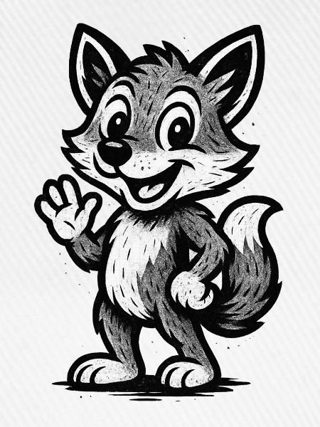 Kindermotiv: Winkender Fuchs Wolf
