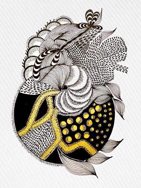 Fischmuster mit goldenem Akzent