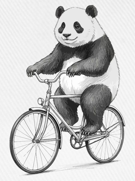 Panda auf dem Fahrrad