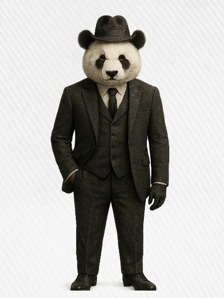 Panda in eleganter Kostüm