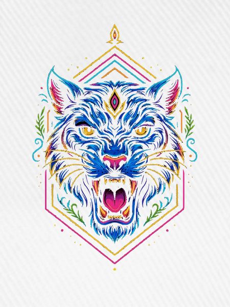 Neon Tiger Geometrischer Print