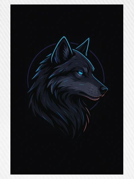 Schwarzer Wolf neonblau