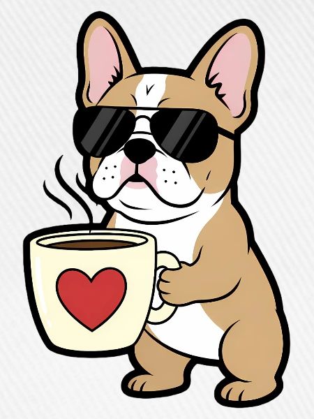 Bulldogge Hund Kaffee Comic